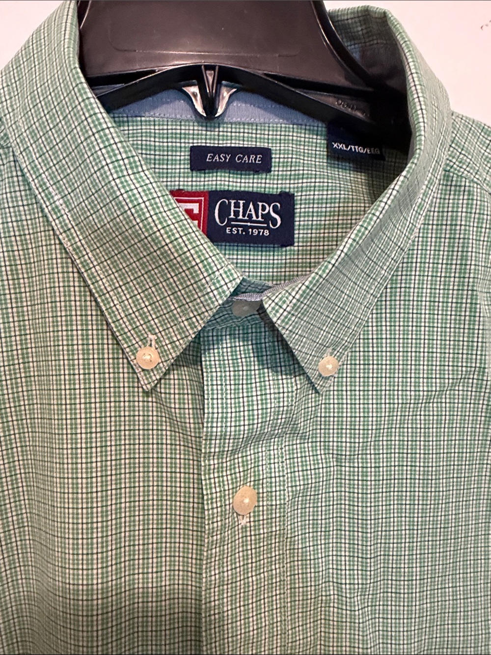 Chaps Men’s Green Plaid Button-Down short sleeve Shirt XXL like new